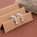 925 Sterling Silver Trio CZ Stud Earrings, Minimal Dainty Diamond Look Studs