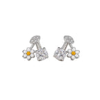 AMONROO® 925 Silver Jewellery for Women - 925 Sterling Silver Daisy Flower Drop Earrings, White Enamel Floral CZ Earrings, Daily Wear | 925 Stamp, Warranty & Authenticity Certificate