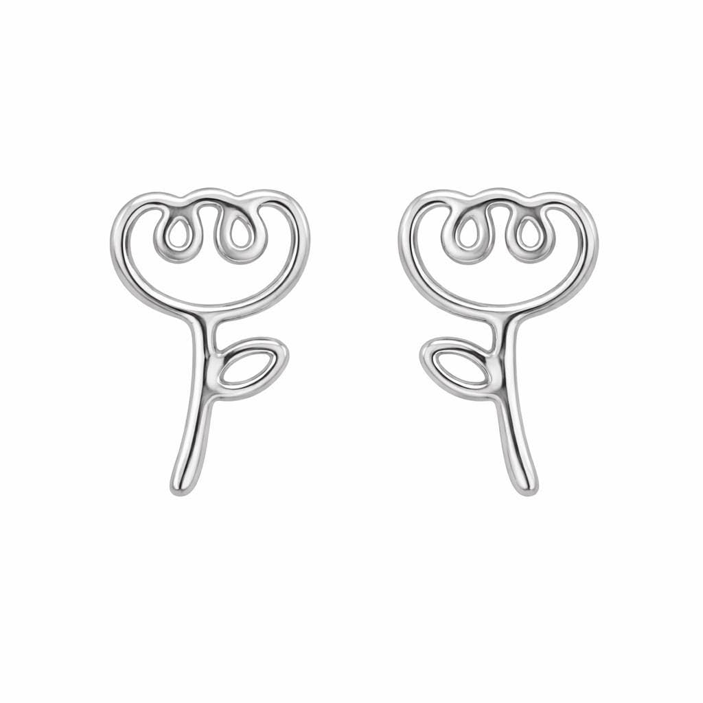 AMONROO® 925 Silver Jewellery for Women - 925 Sterling Silver Rose Flower Stud Earrings, Floral Earrings, Minimalist Daily Wear Jewellery | 925 Stamp, Warranty & Authenticity Certificate