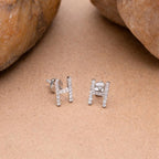 925 Sterling Silver H Stud Earrings CZ Letter H Initial Earrings Minimalist Alphabet Jewelry Gift for Her