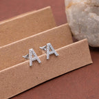 925 Sterling Silver Initial A Stud Earrings, Dainty CZ Letter A Earrings for Women, Small Alphabet Bling Jewelry, Personalized Gift