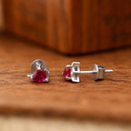 AMONROO® 925 Silver Jewellery for Women - 925 Sterling Silver Pink CZ Heart Stud Earrings, Heart Earrings, Dainty Romantic Jewellery | 925 Stamp, Warranty & Authenticity Certificate