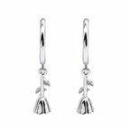 AMONROO® 925 Silver Jewellery for Women - 925 Sterling Silver Bell Flower Dangle Hoop Earrings, Floral Huggie Earrings, Daily Wear | 925 Stamp, Warranty & Authenticity Certificate