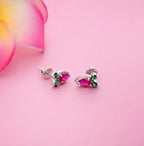 AMONROO® 925 Silver Jewellery for Women - 925 Sterling Silver Strawberry Stud Earrings, Pink CZ Fruit Earrings, Daily Wear Jewellery | 925 Stamp, Warranty & Authenticity Certificate