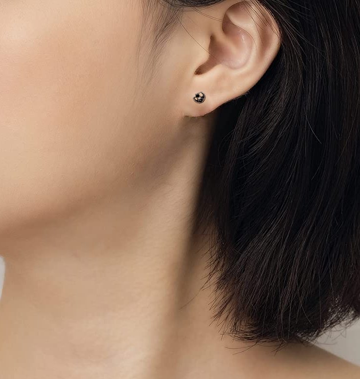 Tiny Stud Earrings Little Moon and Star Studs Earring Sterling Silver Gift  Minimal Handmade Gift Stud with Pushback