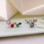 AMONROO® 925 Silver Jewellery for Women - 925 Sterling Silver Rainbow Ear Climber Earrings, Colourful CZ Ear Crawler Jewellery | 925 Stamp, Warranty & Authenticity Certificate