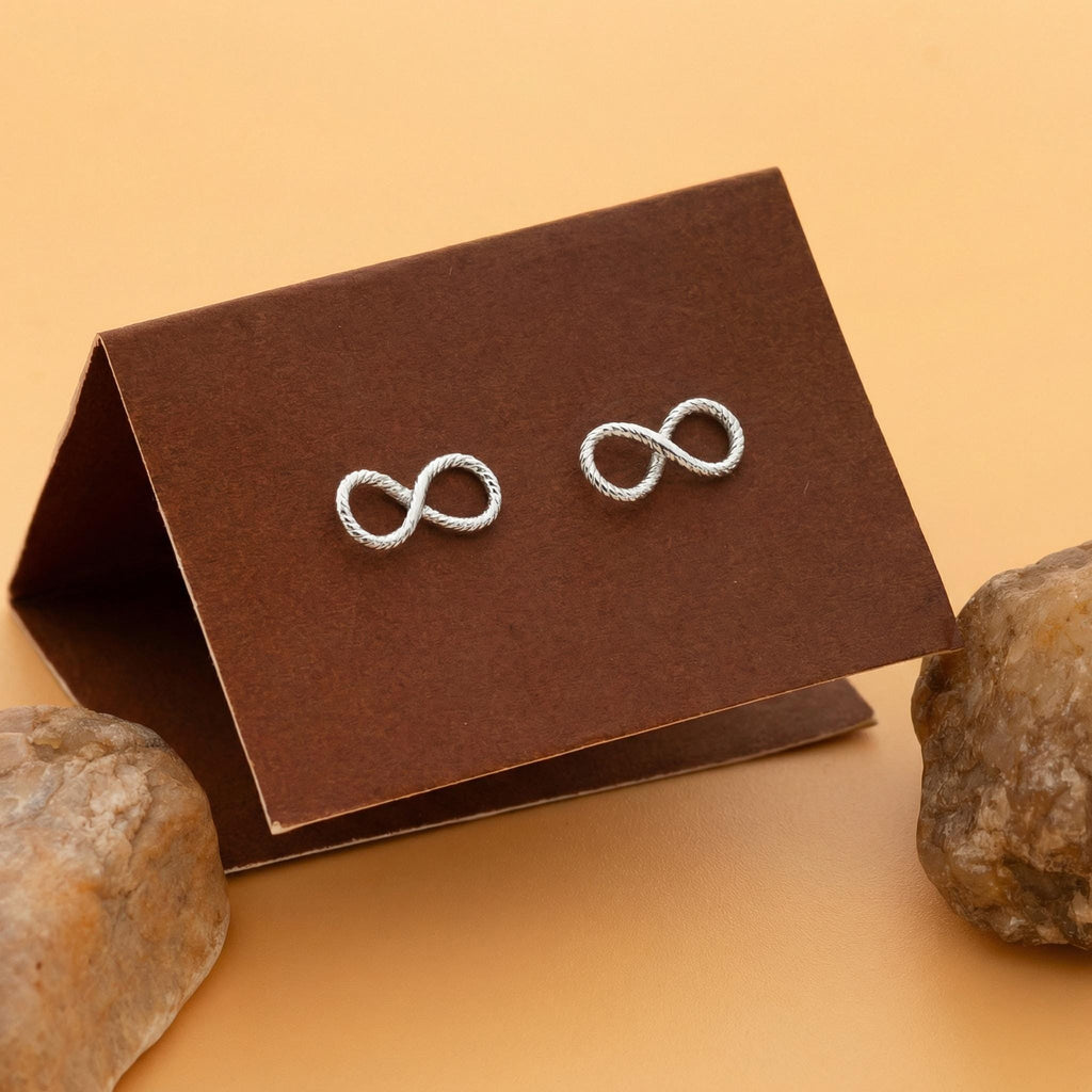 Handmade Sterling Silver Twisted Infinity Stud Earrings - Yellow Gold