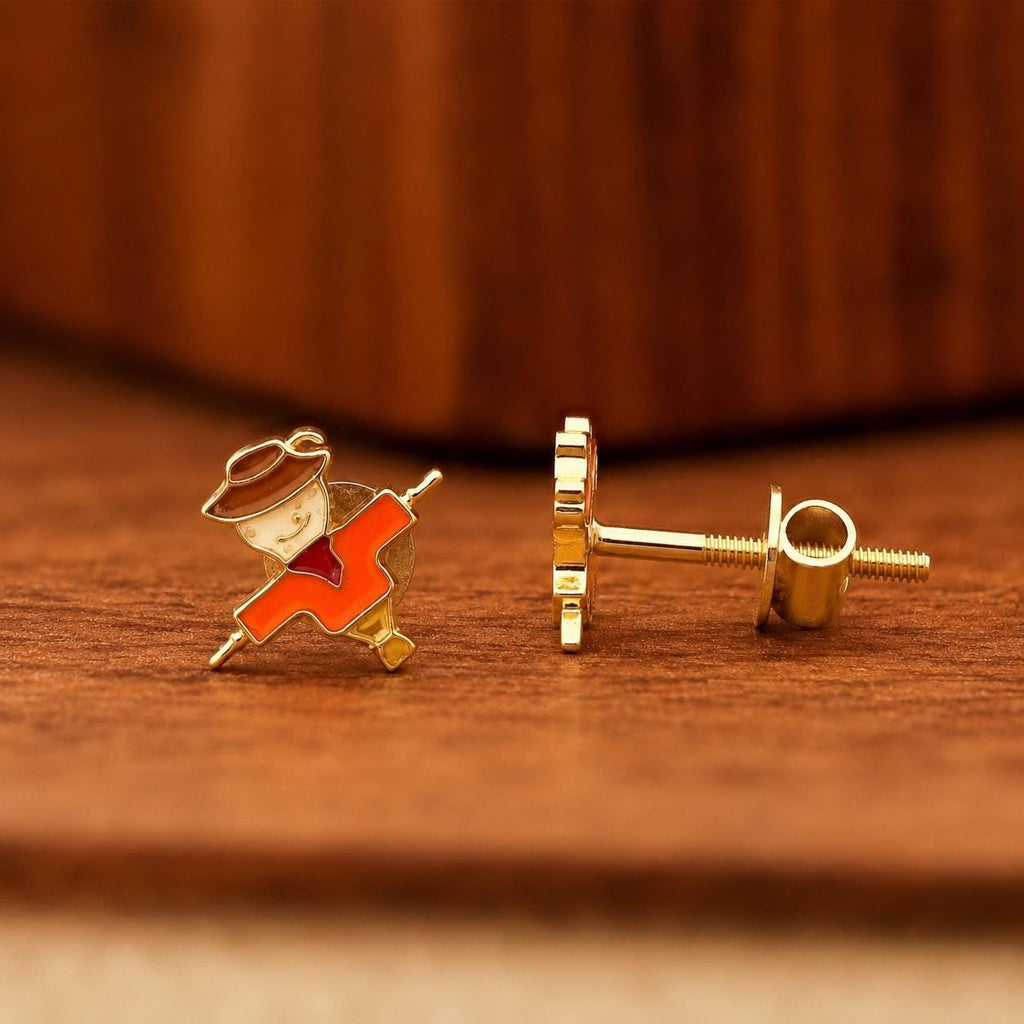 AMONROO® 925 Silver Jewellery for Women - 925 Sterling Silver Scarecrow Enamel Stud Earrings, Fall Earrings, Festive Jewellery Gift | 925 Stamp, Warranty & Authenticity Certificate