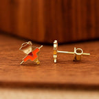 AMONROO® 925 Silver Jewellery for Women - 925 Sterling Silver Scarecrow Enamel Stud Earrings, Fall Earrings, Festive Jewellery Gift | 925 Stamp, Warranty & Authenticity Certificate