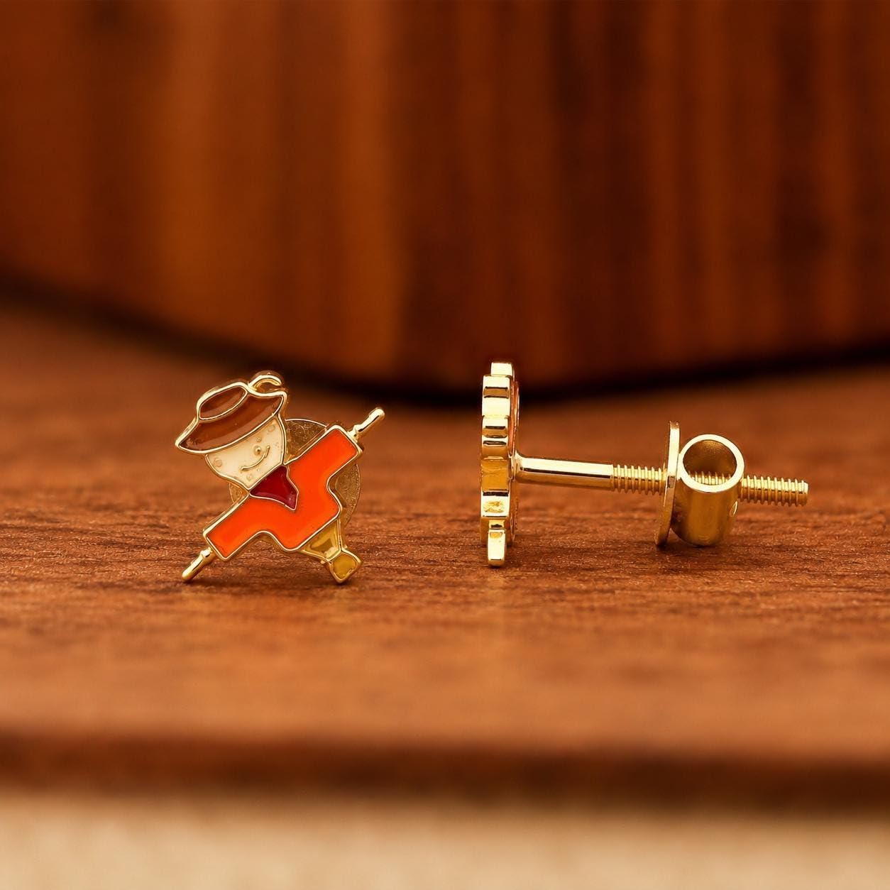AMONROO® 925 Silver Jewellery for Women - 925 Sterling Silver Scarecrow Enamel Stud Earrings, Fall Earrings, Festive Jewellery Gift | 925 Stamp, Warranty & Authenticity Certificate