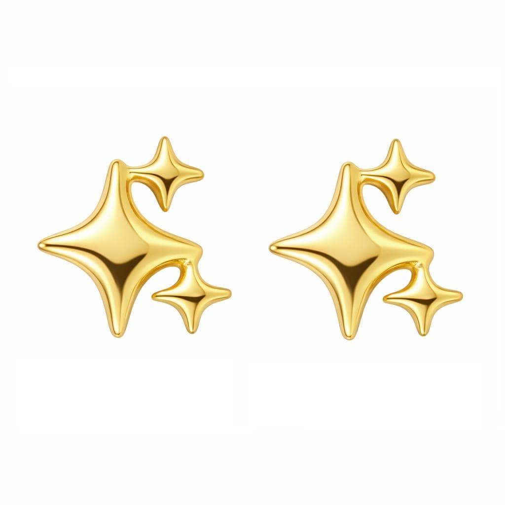 AMONROO® 925 Silver Jewellery for Women - Gold Finish 925 Sterling Silver Star Stud Earrings, CZ Star Jewellery, Daily Wear Earrings | 925 Stamp, Warranty & Authenticity Certificate