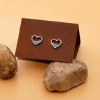 AMONROO® 925 Silver Jewellery for Women - 925 Sterling Silver Turquoise Heart Enamel Stud Earrings, Heart Jewellery, Daily Wear Gift | 925 Stamp, Warranty & Authenticity Certificate