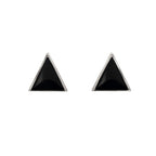 AMONROO® 925 Silver Jewellery for Women - 925 Sterling Silver Black Triangle Enamel Stud Earrings, Geometric Minimalist Jewellery | 925 Stamp, Warranty & Authenticity Certificate