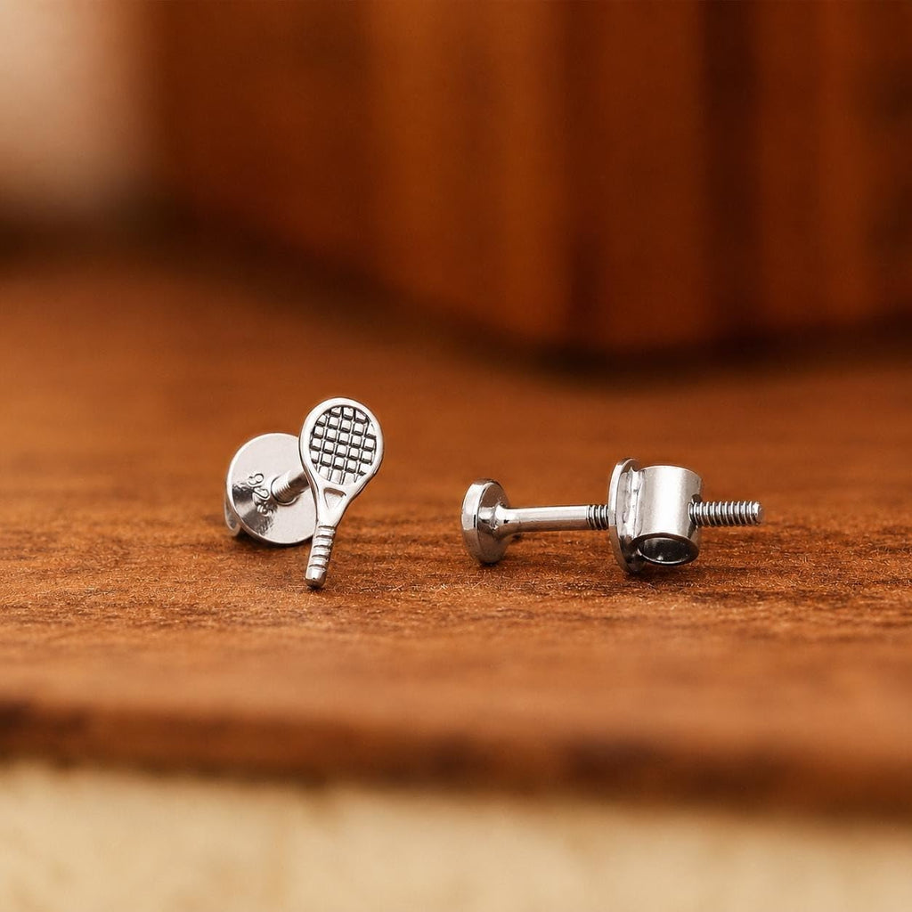 AMONROO® 925 Silver Jewellery for Women - 925 Sterling Silver Tennis Racket Stud Earrings, Sports Earrings, Tennis Lover Gift | 925 Stamp, Warranty & Authenticity Certificate