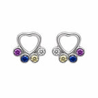 AMONROO® 925 Silver Jewellery for Women - 925 Sterling Silver Dog Paw Multicolour CZ Stud Earrings, Pet Jewellery Gift | 925 Stamp, Warranty & Authenticity Certificate