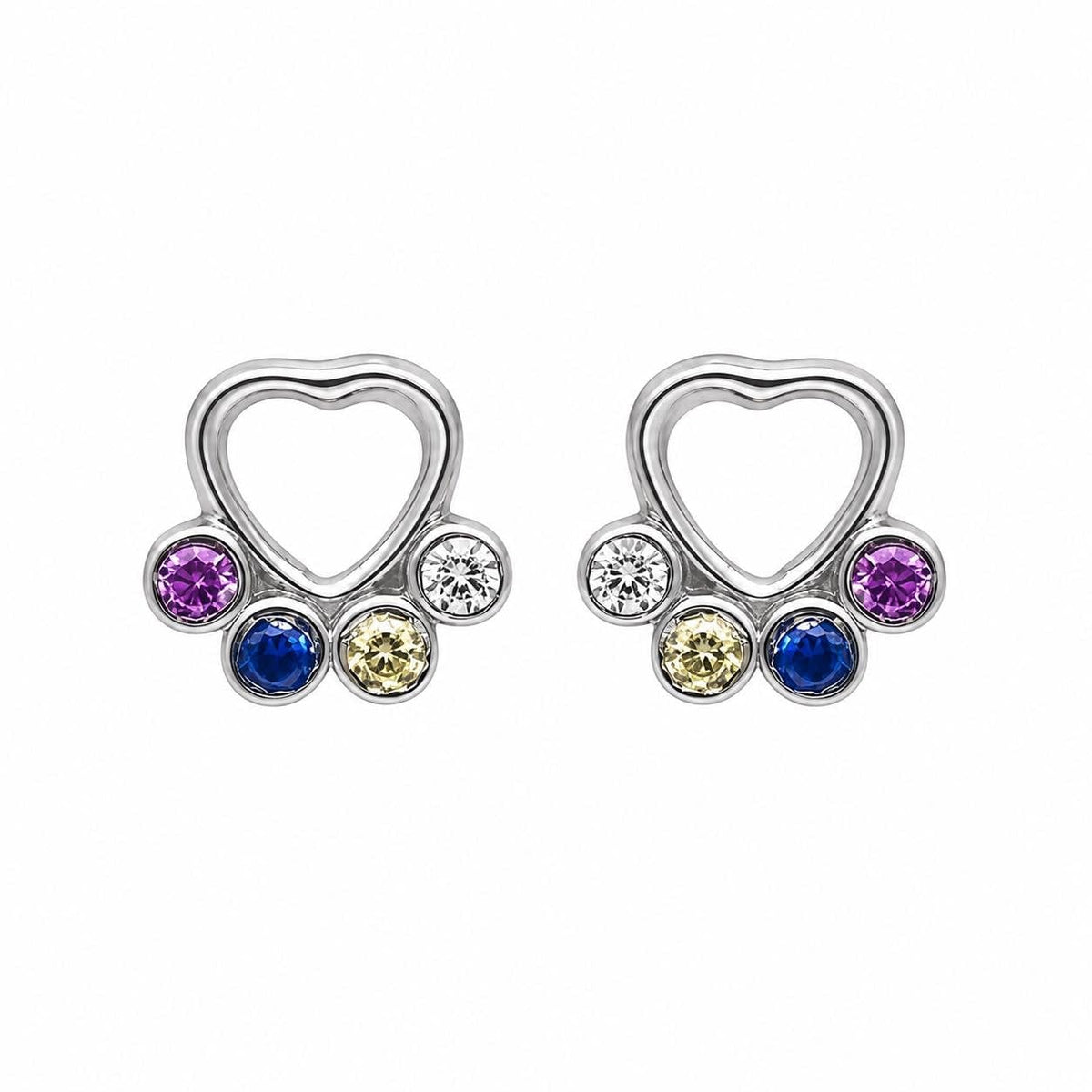 AMONROO® 925 Silver Jewellery for Women - 925 Sterling Silver Dog Paw Multicolour CZ Stud Earrings, Pet Jewellery Gift | 925 Stamp, Warranty & Authenticity Certificate