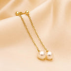 AMONROO® 925 Silver Jewellery for Women - Gold Finish 925 Sterling Silver Pearl Drop Dangle Earrings, Chain Earrings, Bridal Jewellery | 925 Stamp, Warranty & Authenticity Certificate