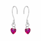 925 Sterling Silver Red Heart Gemstone Dangle Earrings Romantic Jewelry