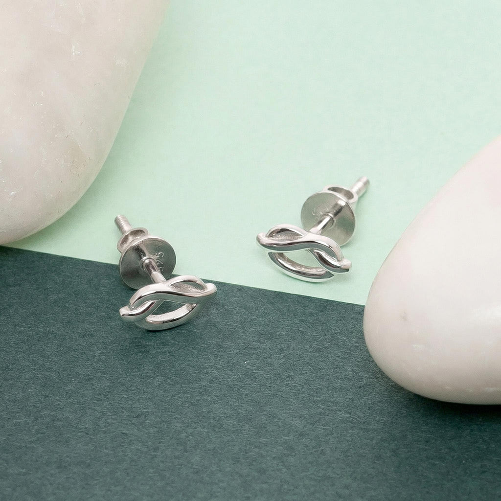 AMONROO® 925 Silver Jewellery for Women - 925 Sterling Silver Oval Knot Stud Earrings, Minimalist Geometric Earrings, Daily Wear Jewellery | 925 Stamp, Warranty & Authenticity Certificate