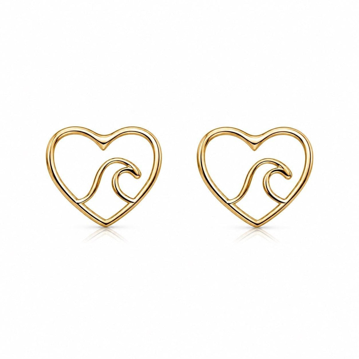 AMONROO® 925 Silver Jewellery for Women - Gold Finish 925 Sterling Silver Heart Wave Stud Earrings, Ocean Design Jewellery Gift | 925 Stamp, Warranty & Authenticity Certificate
