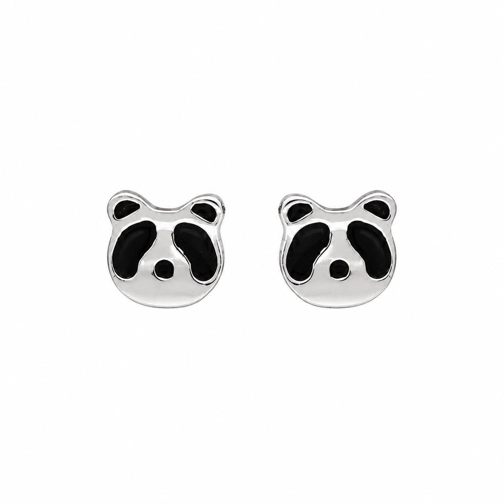 AMONROO® 925 Silver Jewellery for Women - 925 Sterling Silver Panda Face Enamel Stud Earrings, Animal Jewellery, Gift for Girls | 925 Stamp, Warranty & Authenticity Certificate