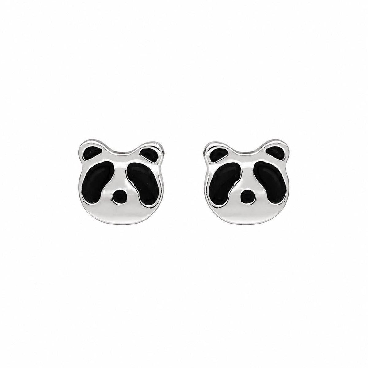 AMONROO® 925 Silver Jewellery for Women - 925 Sterling Silver Panda Face Enamel Stud Earrings, Animal Jewellery, Gift for Girls | 925 Stamp, Warranty & Authenticity Certificate