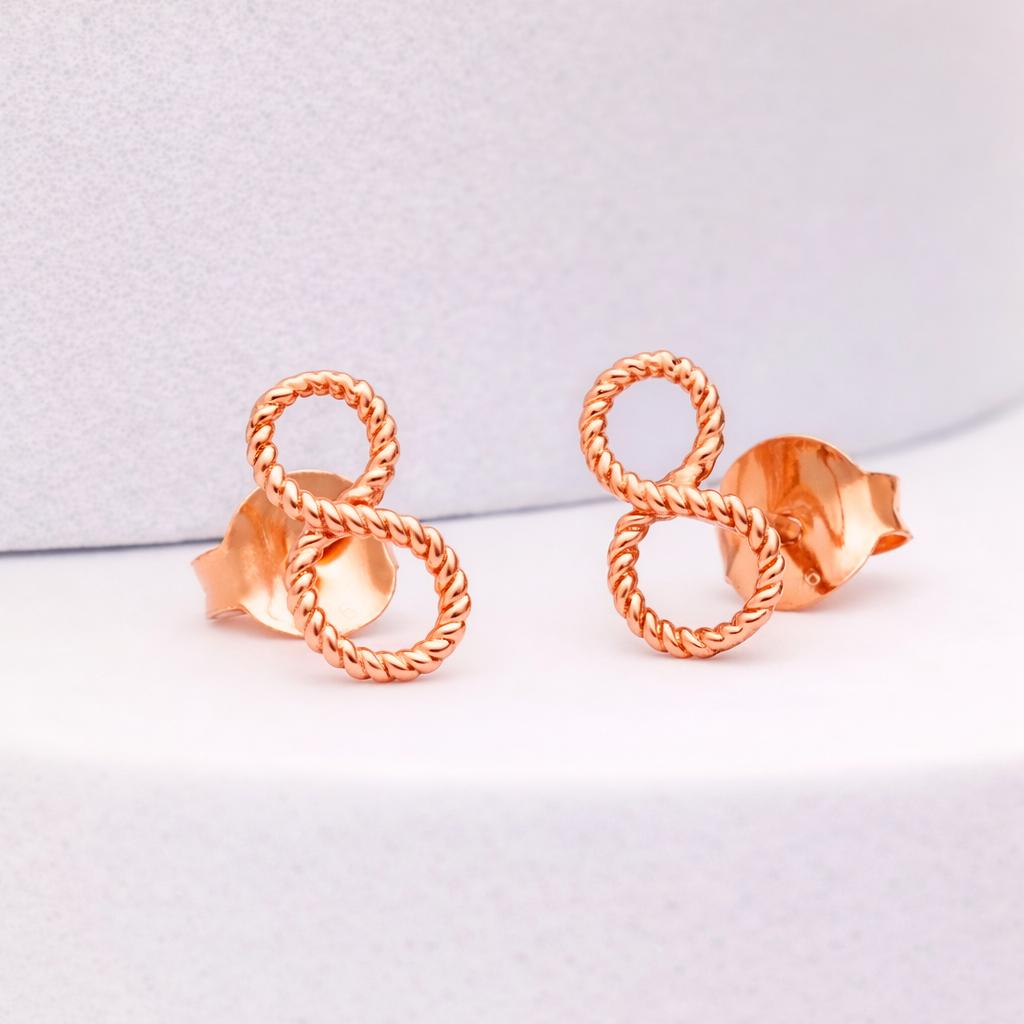 Handmade Sterling Silver Twisted Infinity Stud Earrings - Yellow Gold