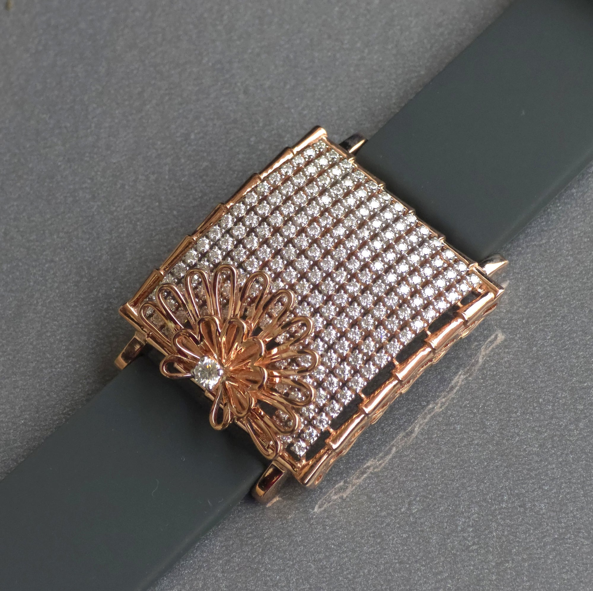 Handcrafted Half Floral Design In 925 Sterling Silver Bracelet, Real White Pave Set Moissanites Watch Bracelet, Unique Women's Bracelet