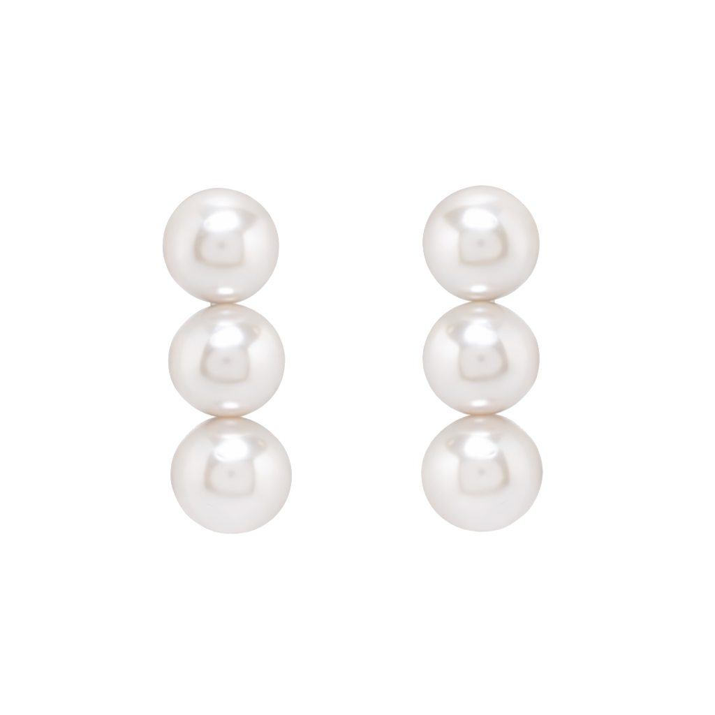 925 Sterling Silver Multi Pearl Stud Earrings Dainty Climber Style