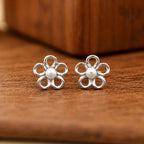 AMONROO® 925 Silver Jewellery for Women - 925 Sterling Silver Flower Pearl Stud Earrings, Floral Daisy Earrings, Daily Wear Jewellery | 925 Stamp, Warranty & Authenticity Certificate