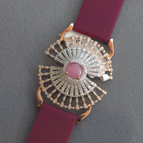 Unique Umbrella Design In 925 Sterling Silver Bracelet, Pink Cabochon Jade And White Moissanites Watch Bracelet, Unique Woman Bracelet