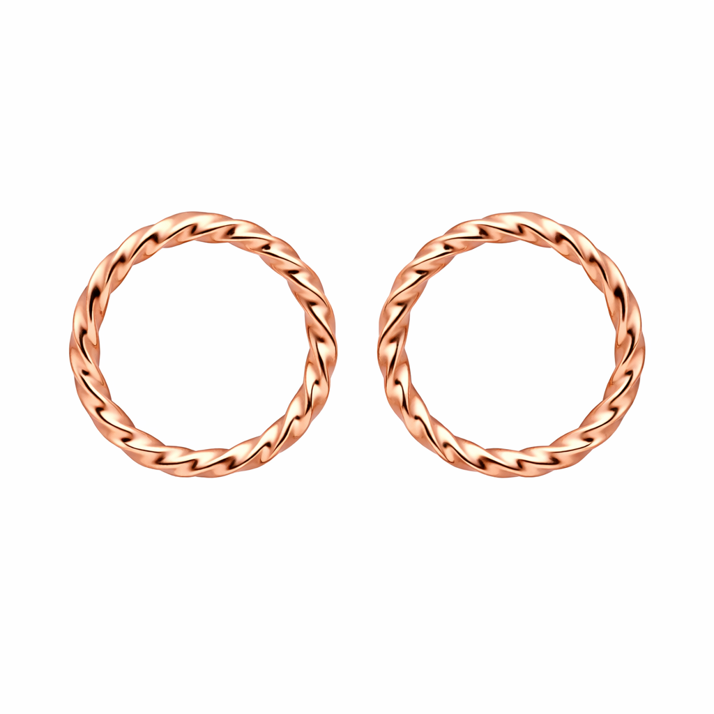 925 Sterling Silver Twisted Rope Circle Stud Earrings Minimalist Gift
