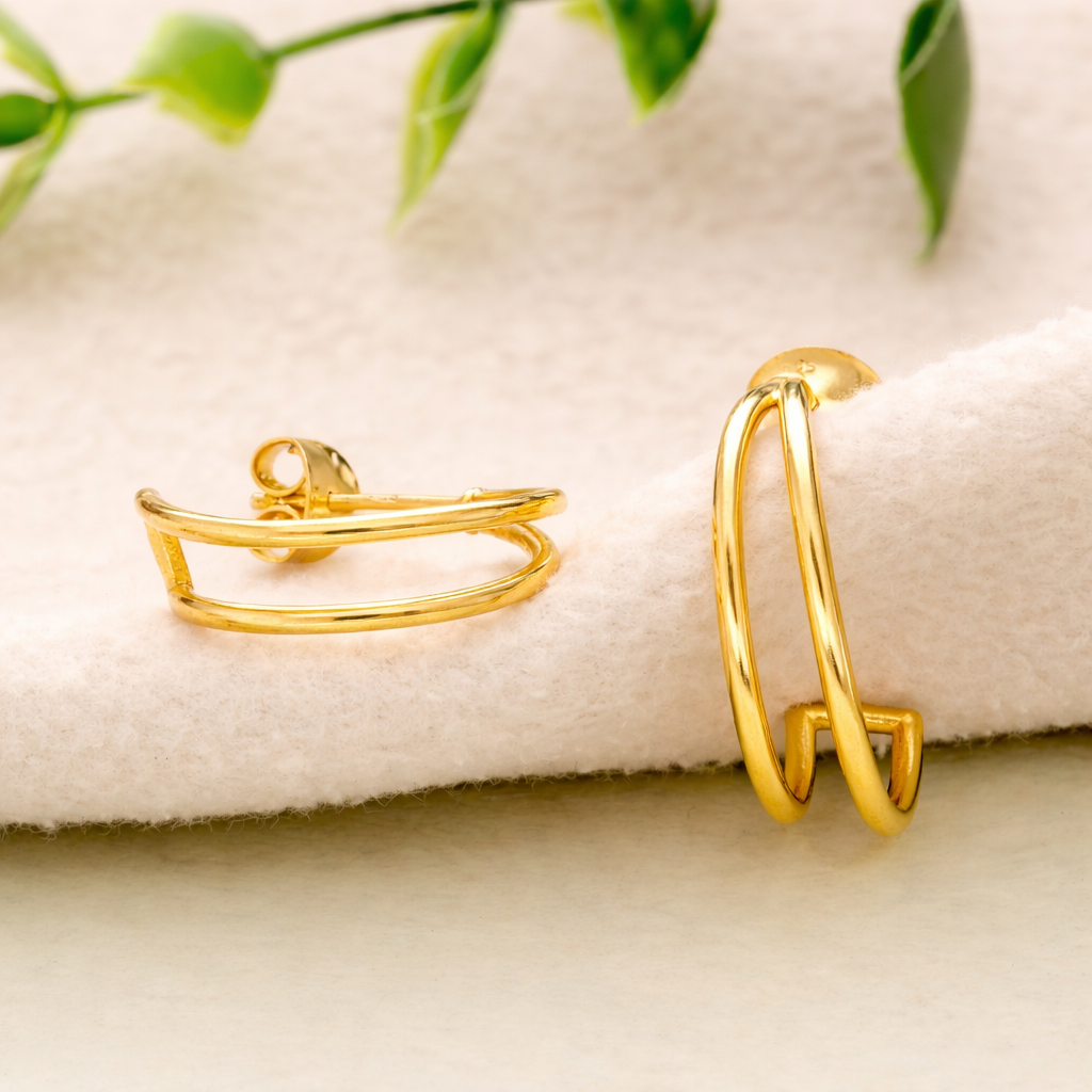 925 Sterling Silver Half Hoop Stud Earrings Gold Minimal Everyday