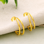 925 Sterling Silver Half Hoop Stud Earrings Gold Minimal Everyday