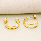 925 Sterling Silver Half Hoop Stud Earrings Gold Minimal Everyday
