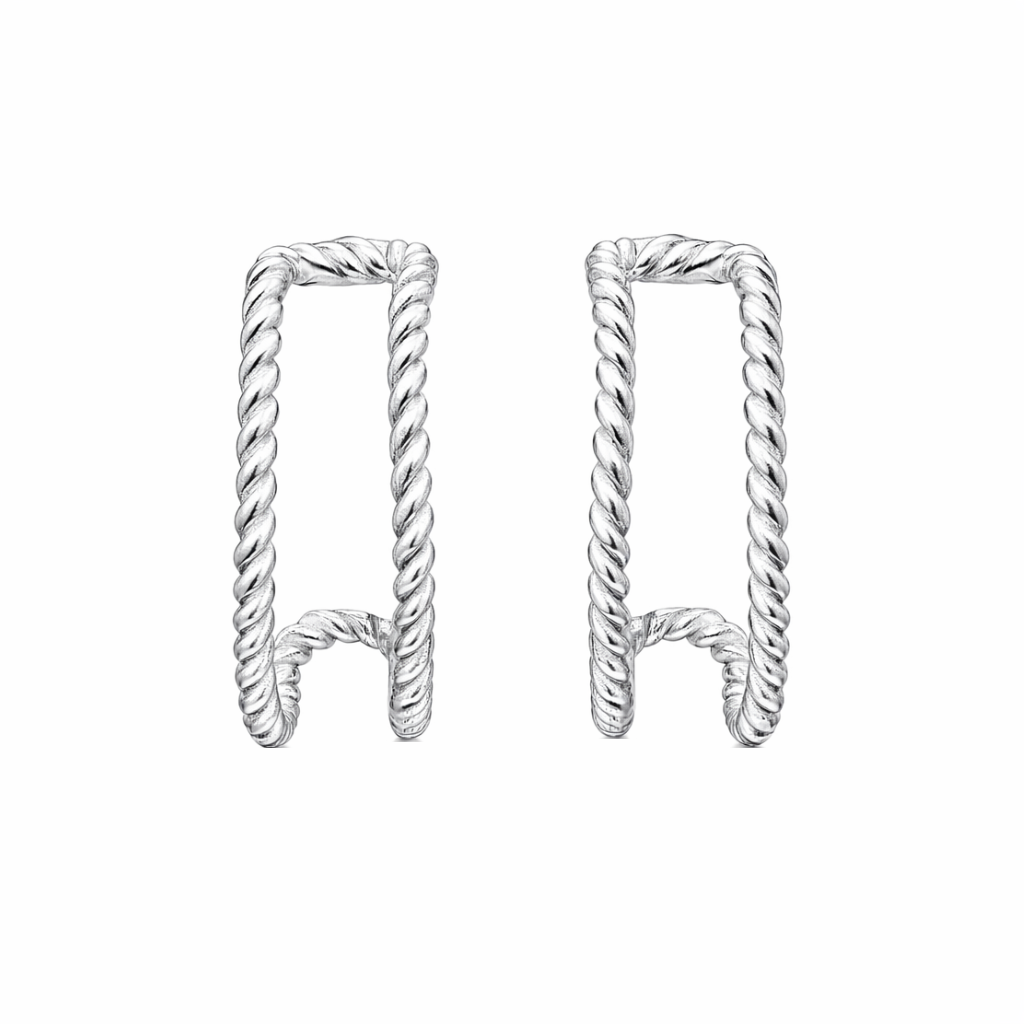 925 Sterling Silver Twisted Rope Hoop Earrings Minimalist Dainty