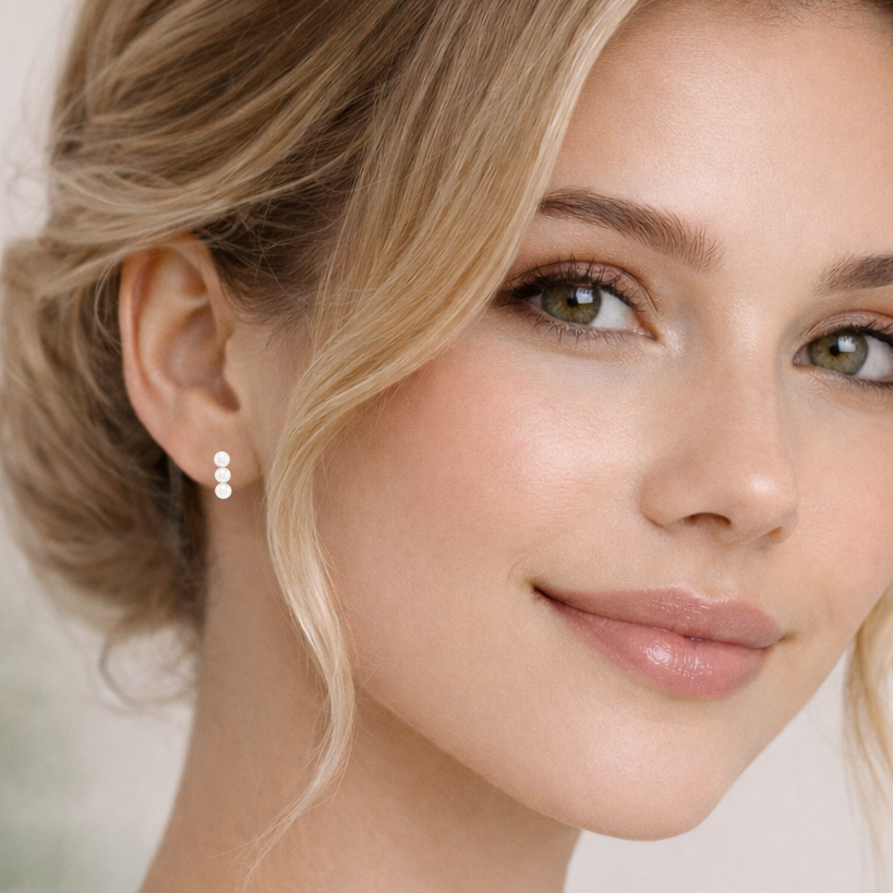 925 Sterling Silver Multi Pearl Stud Earrings Dainty Climber Style