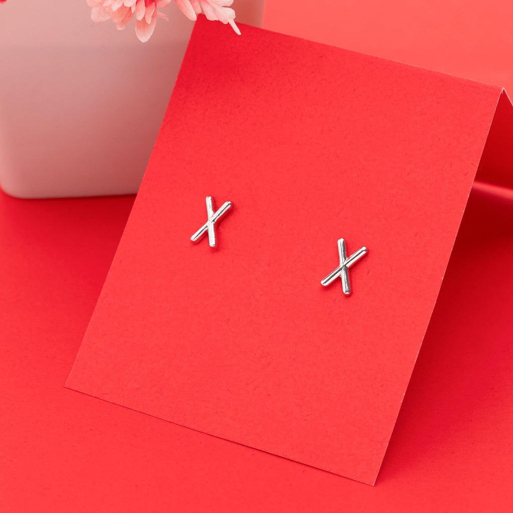 925 Sterling Silver Initial X Stud Earrings, Dainty Letter X Earrings for Women, Small Alphabet Earring Set, Personalized Jewelry Gift