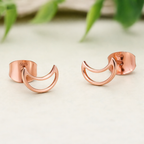 925 Sterling Silver Crescent Moon Stud Earrings Rose Gold Jewelry