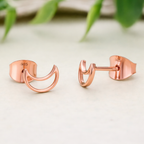 925 Sterling Silver Crescent Moon Stud Earrings Rose Gold Jewelry