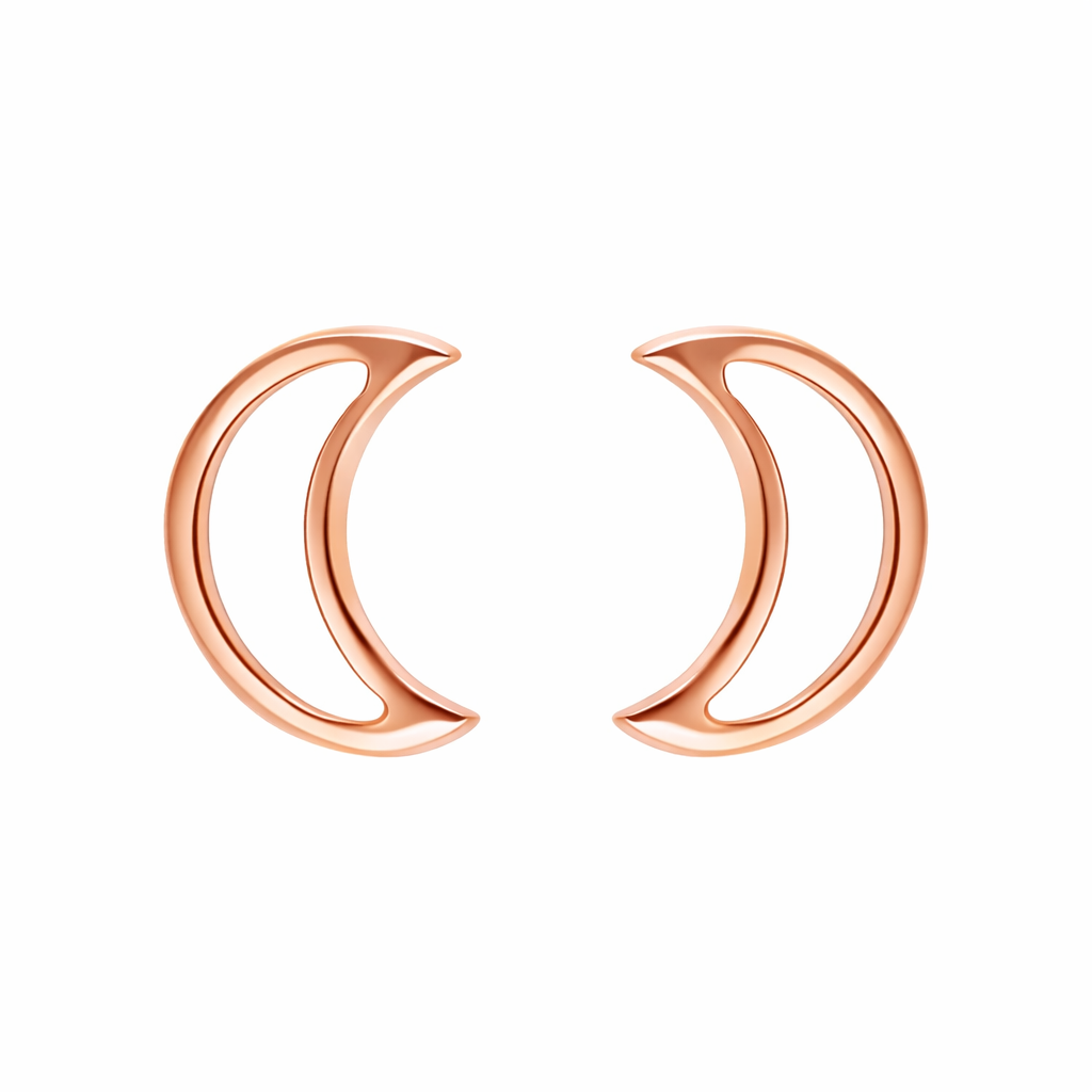925 Sterling Silver Crescent Moon Stud Earrings Rose Gold Jewelry