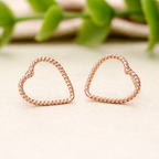 925 Sterling Silver Heart Stud Earrings Rose Gold Romantic Jewelry