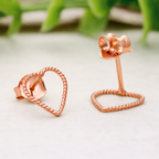 925 Sterling Silver Heart Stud Earrings Rose Gold Romantic Jewelry