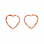 925 Sterling Silver Heart Stud Earrings Rose Gold Romantic Jewelry