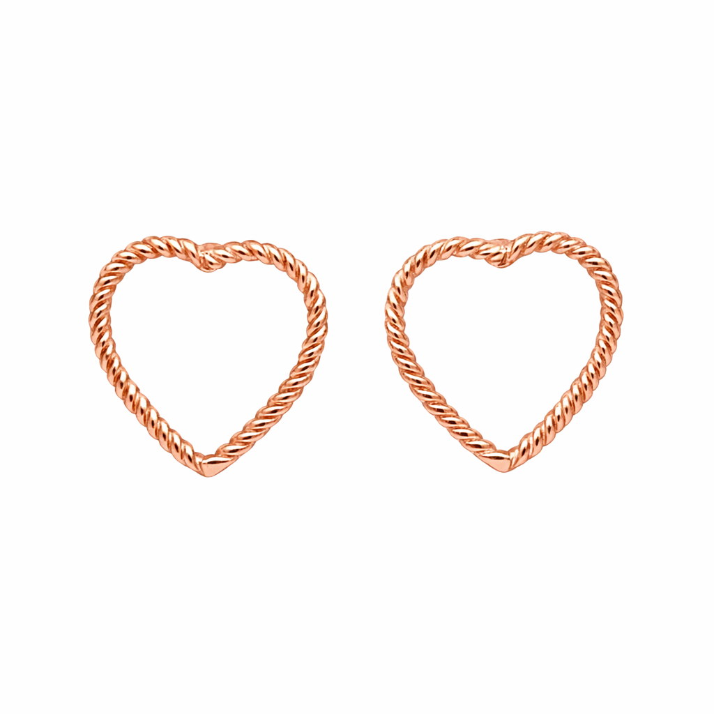 925 Sterling Silver Heart Stud Earrings Rose Gold Romantic Jewelry