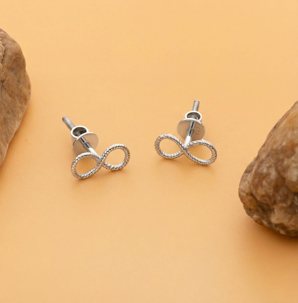 Handmade Sterling Silver Twisted Infinity Stud Earrings - Yellow Gold