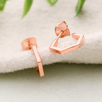 925 Sterling Silver Hexagon Hoop Earrings Rose Gold Geometric