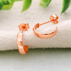 925 Sterling Silver Huggie Hoop Earrings Rose Gold Minimal