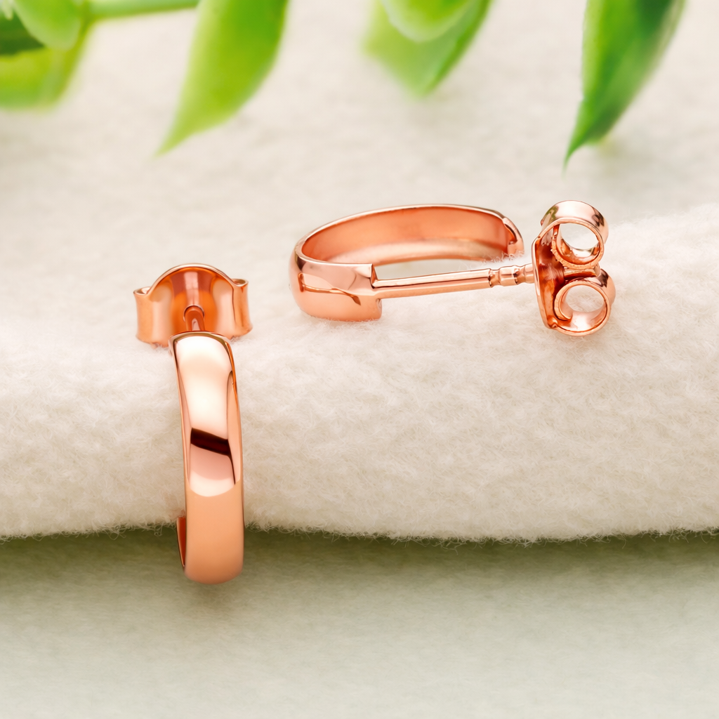 925 Sterling Silver Huggie Hoop Earrings Rose Gold Minimal