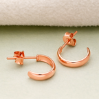 925 Sterling Silver Huggie Hoop Earrings Rose Gold Minimal